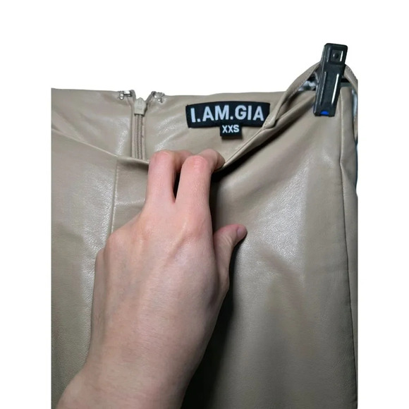 I AM GIA  Faux Leather waist tie up Pants in Tan Beige  size XXS - Picture 5 of 6